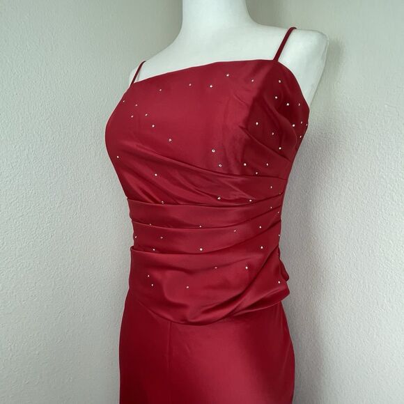 Rebecca Red 2pcs Gown Rhinestone Prom HOCO Bridesmaid-M - Picture 4 of 16